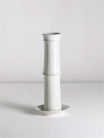 cylinder and plate vase with celadon glaze
