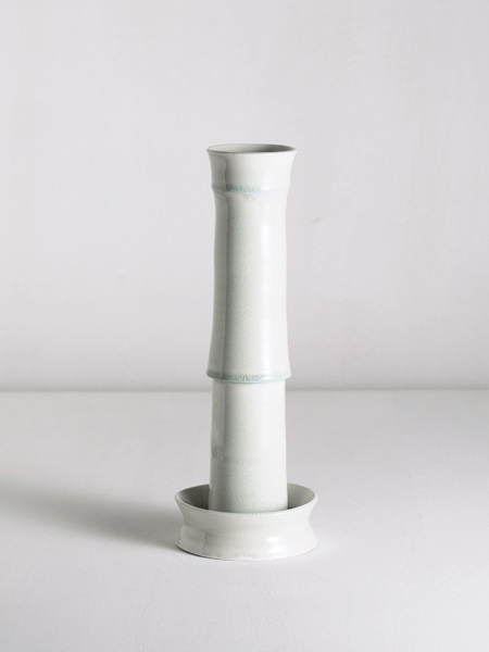 cylinder and tibetan base vase with celadon glaze