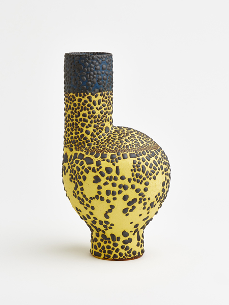 blue and yellow wayward vase